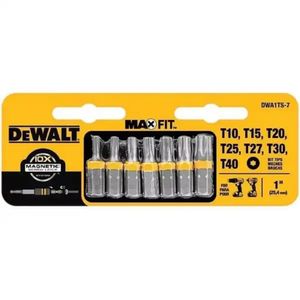 Jogo de bits parafusadeira 07 pçs torx com furo t10 a t40 dwa1ts-7