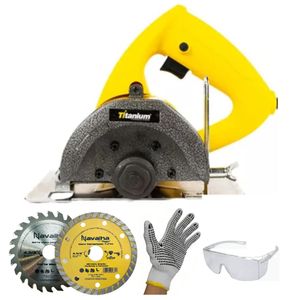 Kit serra mármore profissional 4.3/8 1100w + discos