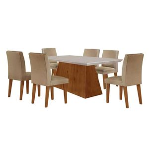 Mesa de jantar retangular luna 6 lugares - off white