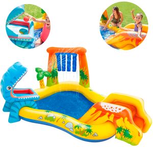 Piscina playground inflável parque dos dinossauros 310 litros 2,49m x 1,91m x 1,09m intex 57444np