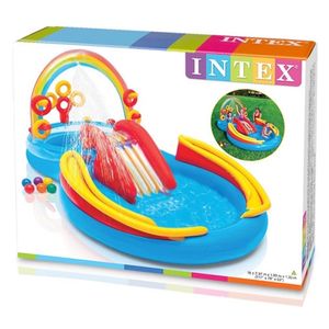 Piscina playground inflável arco íris 206 + 175 litros 2,97m x 1,93m x 1,35m intex 57453np