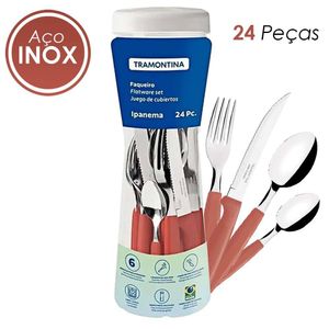 Faqueiro ipanema inox 24 peças goiaba