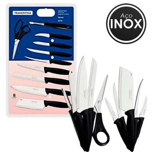 Jogo de facas plenus em aco inox c/ tesoura 10 pecas