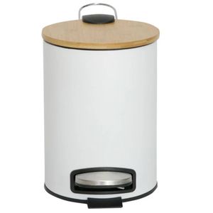 Lixeira 5 litros com pedal e tampa em bambu mimo style