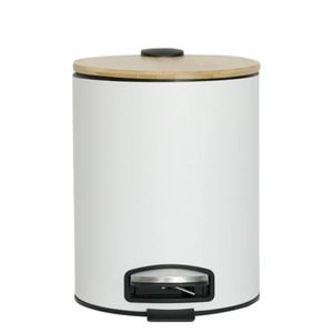 Lixeira 3 litros com pedal e tampa de bambu mimo style