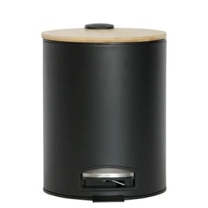 Lixeira com tampa em bambu 5 litros pedal inox mimo style