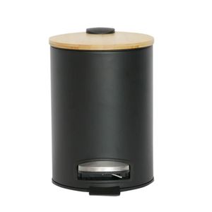 Lixeira 3l em inox e tampa bambu com pedal mimo style