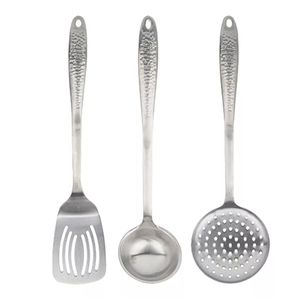Jogo utensilios cozinha 3 peças cabo em aço c/ alça nylon