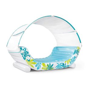 Boia tipo colchão tropical para piscina com cobertura intex
