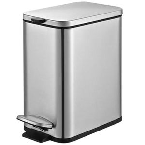 Lixeira retangular c/ pedal e balde 5l em aço frame brinox