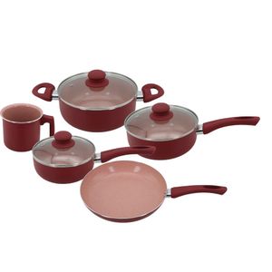 Conjunto de panelas de indução revestimento cerâmica 5 peças