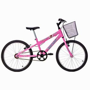Bicicleta infantil  aro 20 v-brake com cesta mormaii rosa