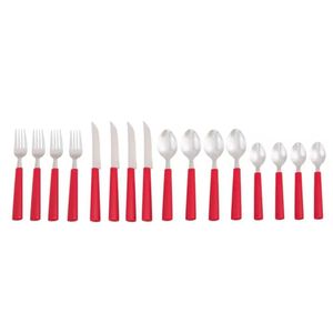 Faqueiro brinox aço inoxidável rivieira 16 peças vermelho