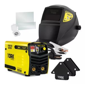 Maquina de solda inversora 150a mma + kit scim-6150 bv + 2 esquadro magnético 12 kg - em-9012