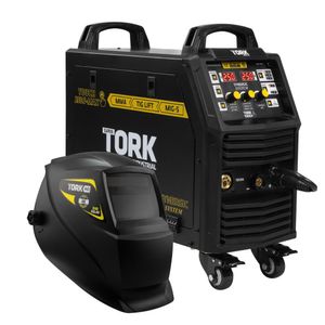 Inversor de solda mig sinérgico tig mma 250a touch 250s-max + máscara de solda com escurecimento automático arc solar 4k msea-601