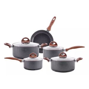Jogo de panelas brinox antiaderente ceramic life 5 peças smart plus c/ indução granito