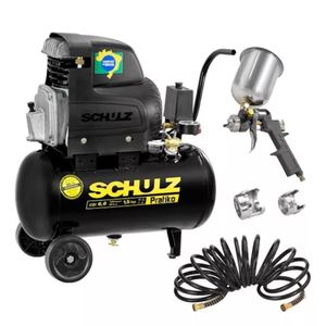 Motocompressor de ar portátil 20 litros + kit pintura schulz
