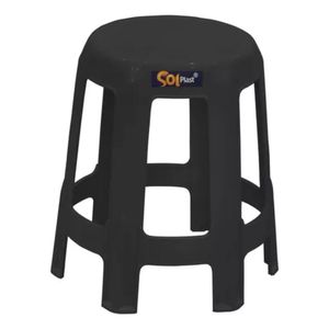 Banqueta reforçada 6 pés guaxuma solplast 120kg preta