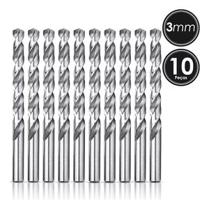 Broca de aco rapido para metal 3,0 mm polida 10pcs