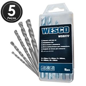 Kit jogo de broca para alvenaria concreto 5 peças ws9777 wesco