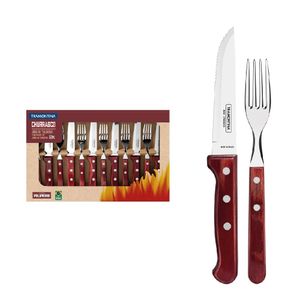 Jogo de talheres tramontina jumbo inox c/ cabo madeira 12pcs