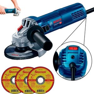 Esmerilhadeira angular vel variavel gws9-125s bosch + disco 110v