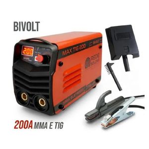 Inversora de solda 200a mma tig + esmerilhadeira + masc 220v