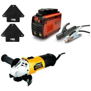 Inversora de solda 200a mma tig + esmerilhadeira + esquadro 220v