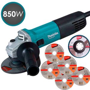 Esmerilhadeira angular 4.1/2'' 850w m9510b makita + 6 discos 110v