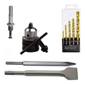 Kit sds plus brocas talhadeira ponteira mandril adaptador sds plus 1/2